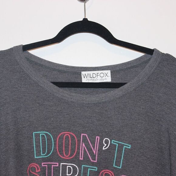 Wildfox Gray Long Sleeve Graphic tee Women Size Small - Picture 3 of 9